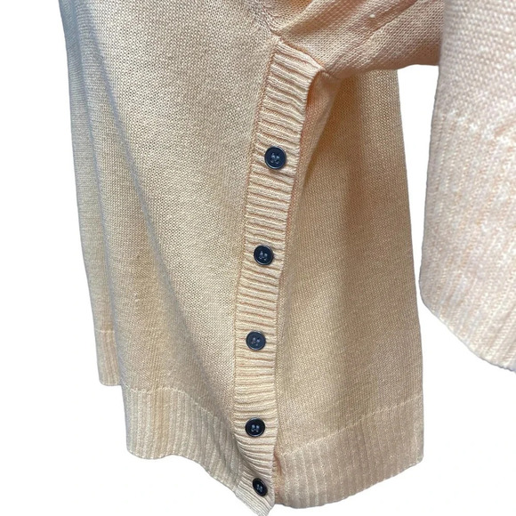 Eileen Fisher‎ Orange Yellow Knit Organic Linen Side Button Sweater Size Medium - Picture 3 of 7